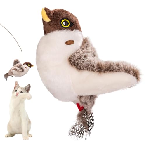 Cat Toy Bird, Sparrow Catnip Spielzeug Simulation Bird Toy, Interaktives Katzenspielzeug, Flapping Chirping Cat Enrichment Spielzeug mit 3 Modi, USB wiederaufladbar für drinnen Katzen zum Spielen und Cat Toy Bird, Sparrow Catnip Spielzeug Simulation Bird Toy, Interaktives Katzenspielzeug, Flapping Chirping Cat Enrichment Spielzeug mit 3 Modi, USB wiederaufladbar für drinnen Katzen zum Spielen und von Fravsiu