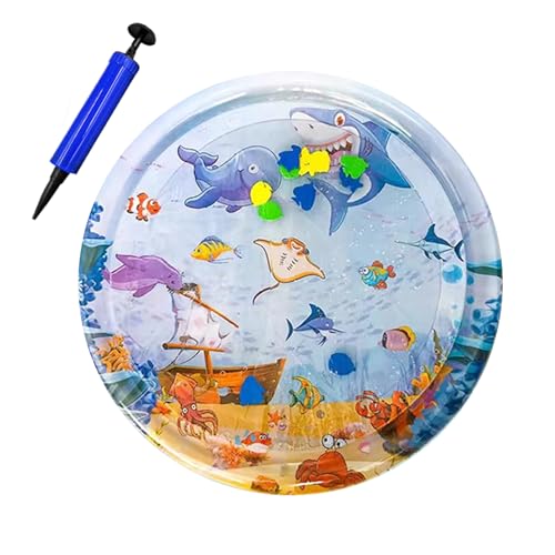 Fravsiu Cat Water Play Mat, Inflatable Round Pad, Thickened PVC Pet Coating, Interactive Sensor Enrichment Toy, Ideal to Sunny Vibes Cooling for Indoor Outdoor Cats 11.81x11.81x0.79 Inches von Fravsiu