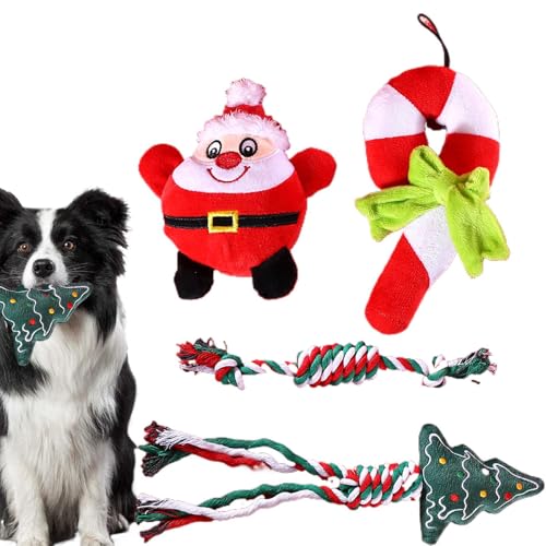 Fravsiu Christmas Dog Chew Toys, Interactive Dog Teething Toys, Puppy Rope Toys, Santa Squeaky Plush Toys with Rope for Puppies, Holiday Pet Toy Set for Home, Pet Room and Pet Shop Fravsiu Christmas Dog Chew Toys, Interactive Dog Teething Toys, Puppy Rope Toys, Santa Squeaky Plush Toys with Rope for Puppies, Holiday Pet Toy Set for Home, Pet Room and Pet Shop von Fravsiu