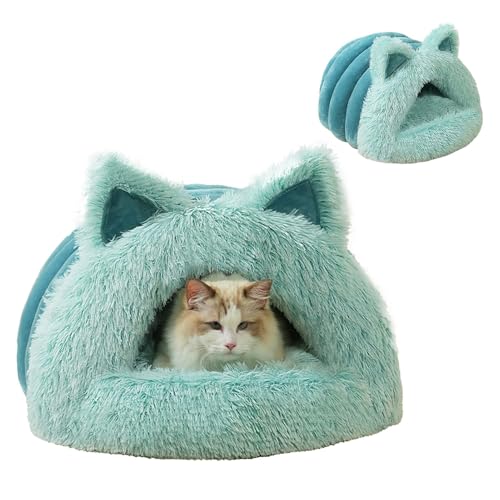 Katzenbett, Katzenbett aus Plüsch, Katzenbett mit Ohren, warmes Katzenbett für Katzen, Innenbereich, Katzenbett für den Winter, niedliches Katzenbett aus Plüsch inkl Katzenbett, Katzenbett aus Plüsch, Katzenbett mit Ohren, warmes Katzenbett für Katzen, Innenbereich, Katzenbett für den Winter, niedliches Katzenbett aus Plüsch inkl von Fravsiu