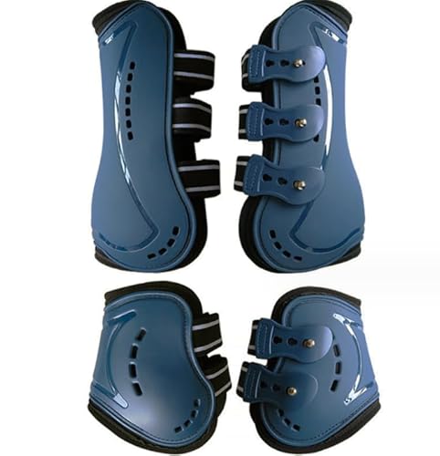 Frdhee Gamaschen & Streichkappen, 4er Set Gamaschen Pferd mit Schlagschutz Pferde-Sportstiefel Neopren Pferdesehne Bandage Reitausrüstung für Springen, Reiten, Events, Dressur, L, Blau von Frdhee