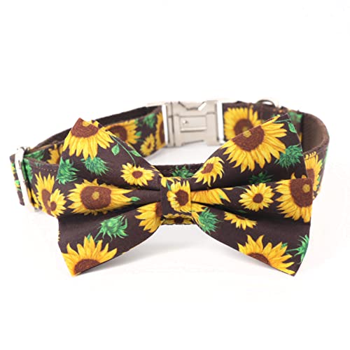 Sonnenblume Hundehalsband mit Schleife, Mädchen Hundehalsband (M) von Free Sunday