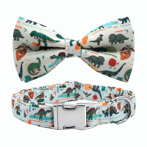 Sunday Dinosaurier Hundehalsband mit Schleife, Dinosaurier, Medium von Free Sunday