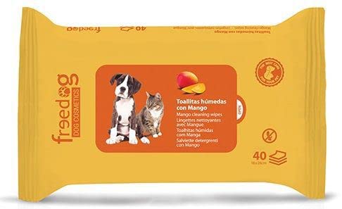 Freedog Essenz Mango Reinigungstücher, 40 Stück, 28 x 18 cm, 45 g. von Freedog