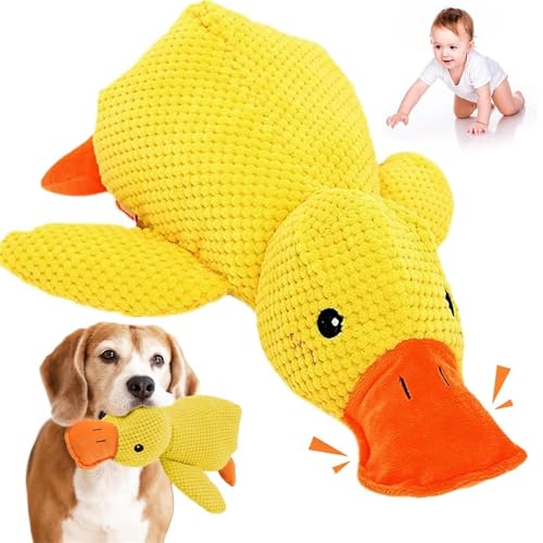 Antistress Ente Hund, süßes quietschendes Hundespielzeug, Langlebiges Plüsch-Kauspielzeug, Ente hundespielzeug, Anti Stress Ente für Hund ruhig und ausgeglichen Antistress Ente, Gelb(30*28cm) von Freefire