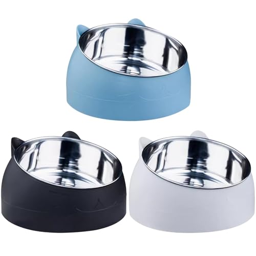 Cat Bowl Stainless Steel 3 Pieces 15° Inclined Raised Cat Feeding Bowl Set, 400 ml Feeding Bowl for Cats Dogs, Water Feeding Bowl Removable Cat Bowls Cat Bowl Stainless Steel 3 Pieces 15° Inclined Raised Cat Feeding Bowl Set, 400 ml Feeding Bowl for Cats Dogs, Water Feeding Bowl Removable Cat Bowls von Freefire