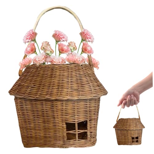 Rattan-Korb hauswandig 7, 5 x 6, 3 x 10, 6 Zoll Rattan Aufbewahrungskorb mit Griff DIY Decorative gewebt für Handwerk, Fotografie und mehr von Freiwncr