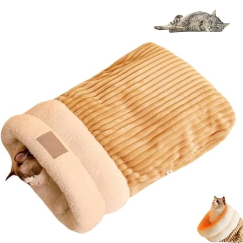 Cozypets Nest für Katzen und Hunde, 360 ° Wrap Bequeme Haustierkuschel -Sack, halb geschlossene Haustierbettschlafsack, Winter weicher Plüsch Sack Selbstwärme Höhlenbett für Innenkatzen (1PCS-A,M) von Frenaki
