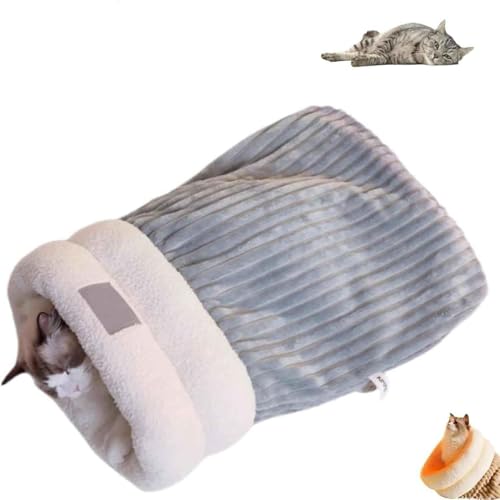 Cozypets Nest für Katzen und Hunde, 360 ° Wrap Bequeme Haustierkuschel -Sack, halb geschlossene Haustierbettschlafsack, Winter weicher Plüsch Sack Selbstwärme Höhlenbett für Innenkatzen (1PCS-B,L) von Frenaki