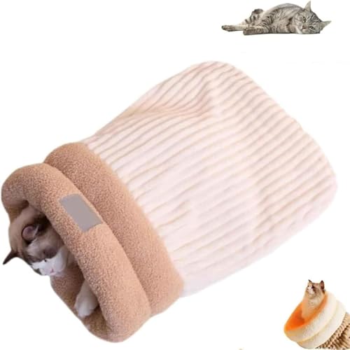 Cozypets Nest für Katzen und Hunde, 360 ° Wrap Bequeme Haustierkuschel -Sack, halb geschlossene Haustierbettschlafsack, Winter weicher Plüsch Sack Selbstwärme Höhlenbett für Innenkatzen (1PCS-C,M) von Frenaki
