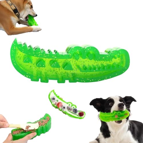 Langsame Futterkauen und Fetchkrokodil, Hunde Interaktiver Puzzle -Feeder, Alligatoranreicherungs -Fütterungshunde Spielzeug, Gummi -Behandlungsspender für die Zähnereinigung (1PCS-L) von Frenaki