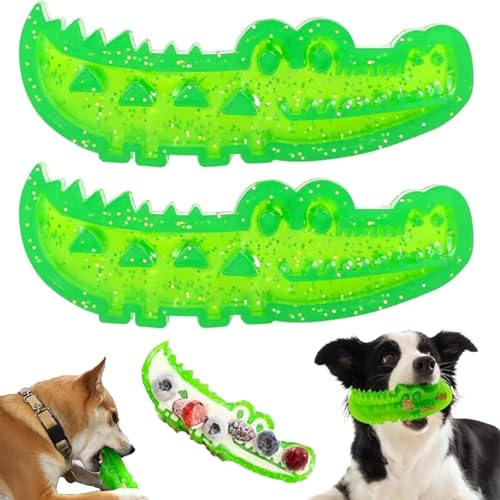 Langsame Futterkauen und Fetchkrokodil, Hunde Interaktiver Puzzle -Feeder, Alligatoranreicherungs -Fütterungshunde Spielzeug, Gummi -Behandlungsspender für die Zähnereinigung (2PCS-S) von Frenaki