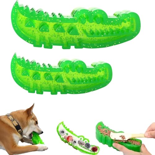 Langsame Futterkauen und Fetchkrokodil, Hunde Interaktiver Puzzle -Feeder, Alligatoranreicherungs -Fütterungshunde Spielzeug, Gummi -Behandlungsspender für die Zähnereinigung (2PCS-S/L) von Frenaki