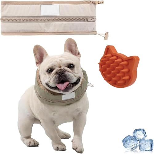 Petzymart Cool Loop, Petzymart Coolloop, Kühlkragen für Hunde mit Eisbeutel, Hundekühlungskragen Nackenkühler, Verstellbarer Eisschal für mittelgroße Hunde Sommer im Freien im Freien (L-Brown) von Frenaki