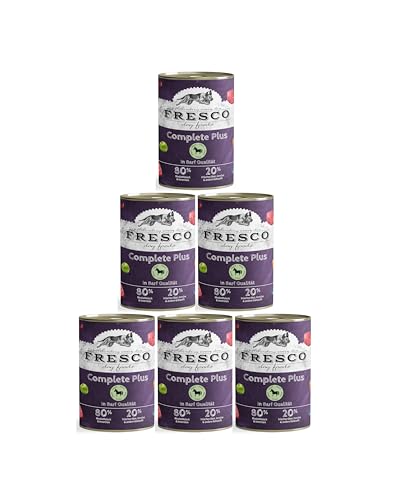 FRESCO Dog Nassbarf Complete Plus Pferd 6 x 800g | getreidefreies Hunde Nassfutter mit extra viel Fleisch | aus 100% frischem Fleisch, Innereien, Obst und Gemüse | ohne künstliche Zusätze von Fresco Dog