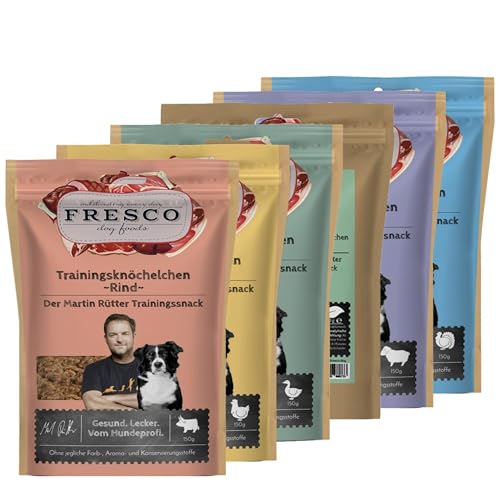 FRESCO Dog Martin Rütter Trainingsknöchelchen 150g PROBIERPAKET | getreidefreie & gesunde Hundeleckerlies | aus frischem Fleisch | 100% natürliche Zutaten | für Belohnung, Training und als Snack FRESCO Dog Martin Rütter Trainingsknöchelchen 150g PROBIERPAKET | getreidefreie & gesunde Hundeleckerlies | aus frischem Fleisch | 100% natürliche Zutaten | für Belohnung, Training und als Snack von Fresco Dog