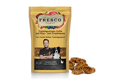 Fresco Dog Martin Rütter Trainingsdrops Huhn mit Blaubeeren & Kranbeeren 150g | Hähnchenfleisch für Hunde | natürlicher Monoproteinsnack | gesund und natürlich von Fresco Dog