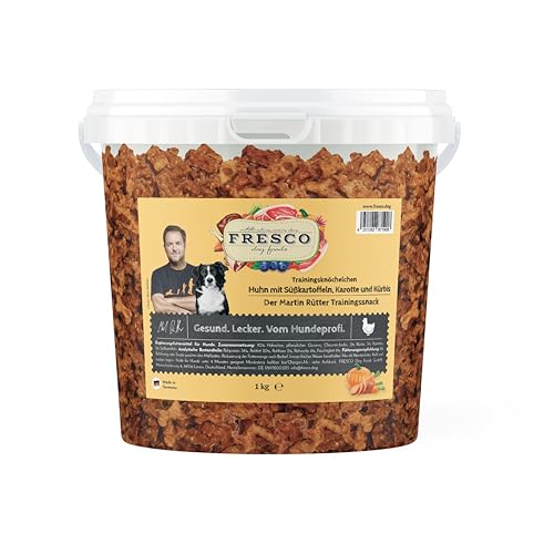 FRESCO Dog Martin Rütter Trainingsknöchelchen mit Huhn und Süßkartoffeln 1kg | getreidefreies Hundeleckerli mit viel Fleisch | 100% frische Zutaten | für Belohnung, Training und als Snack von Fresco Dog