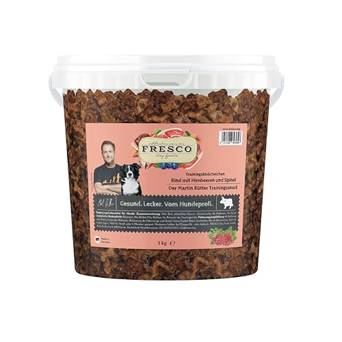 FRESCO Dog Martin Rütter Trainingsknöchelchen mit Rind und Himbeeren 1kg | getreidefreie Leckerlies für Hunde |proteinreicher Hundesnack | 100% frische Zutaten | für Belohnung, Training und als Snack von Fresco Dog