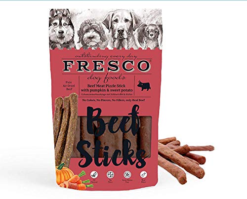 Fresco Dog Ochsenziemerkaustangen mit Kürbis & Süßkartoffeln 12cm 10 Stück | Ohne Getreide | Ohne Zusatz von künstlichen Vetaminen oder Konservierungsstoffen von Fresco Dog