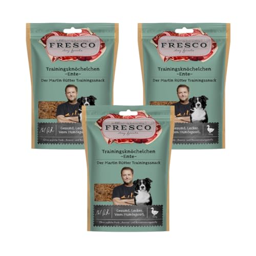 Fresco Trainingsknöchelchen Ente | 3er Pack | 3 x 150 g | Ergänzungsfuttermittel für Hunde | Zum Training oder als Belohnung zwischen den Mahlzeiten | Ohne künstliche Zusätze Fresco Trainingsknöchelchen Ente | 3er Pack | 3 x 150 g | Ergänzungsfuttermittel für Hunde | Zum Training oder als Belohnung zwischen den Mahlzeiten | Ohne künstliche Zusätze von Fresco Dog