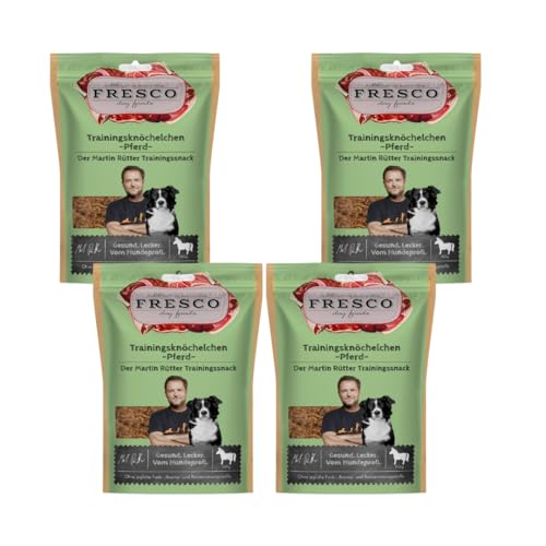 Fresco Trainingsknöchelchen Pferd | 4er Pack | 4 x 150 g | Ergänzungsfuttermittel für Hunde | Zum Training oder als Belohnung zwischen den Mahlzeiten | Ohne künstliche Zusätze Fresco Trainingsknöchelchen Pferd | 4er Pack | 4 x 150 g | Ergänzungsfuttermittel für Hunde | Zum Training oder als Belohnung zwischen den Mahlzeiten | Ohne künstliche Zusätze von Fresco Dog