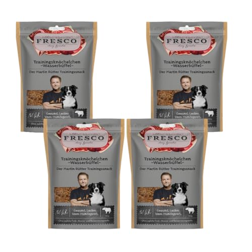 Fresco Trainingsknöchelchen Wasserbüffel | 4er Pack | 4 x 150 g | Ergänzungsfuttermittel für Hunde | Zum Training oder als Belohnung zwischen den Mahlzeiten | Ohne künstliche Zusätze Fresco Trainingsknöchelchen Wasserbüffel | 4er Pack | 4 x 150 g | Ergänzungsfuttermittel für Hunde | Zum Training oder als Belohnung zwischen den Mahlzeiten | Ohne künstliche Zusätze von Fresco Dog