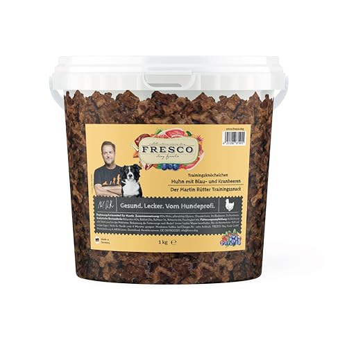 FRESCO Dog Martin Rütter Trainingsknöchelchen mit Huhn und Blaubeeren 1kg | gesundes Hundeleckerli | getreidefreier Snack | 100% frische Zutaten | für Belohnung, Training und als Snack von Fresco Dog