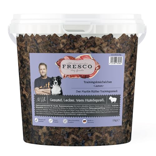 Martin Rütter Trainingsknöchelchen Lamm 1kg-Eimer | Trainingssnack für Hunde | gesund und natürlich | getreidefreie Rezeptur | ohne künstliche Zusätze | Monoprotein | Made in Germany von Fresco Dog