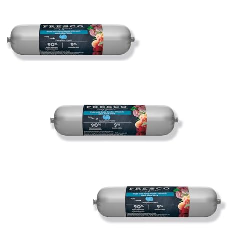 FRESCO - Barf Wurst Complete-Menü Pute mit Rote Beete, Pfirsich und Aloe Vera | 3er Pack| 3 x 400 g | Alleinfuttermittel für Hunde | Kann zur optimalen Versorgung beitragen FRESCO - Barf Wurst Complete-Menü Pute mit Rote Beete, Pfirsich und Aloe Vera | 3er Pack| 3 x 400 g | Alleinfuttermittel für Hunde | Kann zur optimalen Versorgung beitragen von Fresco