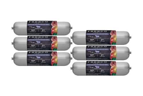 Fresco Barf Wurst Complete-Menü Lamm mit Hirse, Zucchini und Apfel | 6 x 400g | Vorteils-Sechserpack | Kann dabei helfen Hunde optimal zu versorgen von Fresco