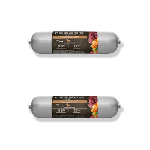 Fresco - Barf Wurst Complete-Menü WILD mit KÜRBIS, Apfel und PREISELBEEREN - Doppelpack - 2 x 400g von Fresco