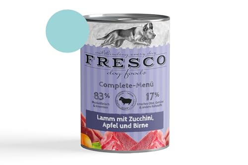 Fresco Complete-Menü 12x 400g Lamm m. Zucchini, Apfel & Birne (haltbares B.A.R.F.) | ohne künstliche Zusätze | Getreidefrei | schonend dampfgegart von Fresco