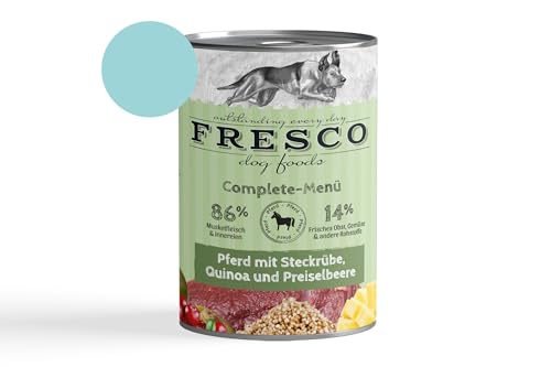 Fresco Complete-Menü 12x 400g Pferd m. Steckrübe, Quinoa & Preiselbeere (haltbares B.A.R.F.) | ohne künstliche Zusätze | Getreidefrei | schonend dampfgegart von Fresco