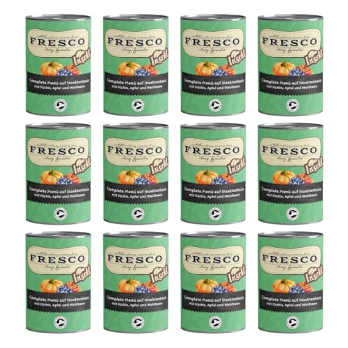 Fresco Complete-Menü auf Insektenbasis mit Kürbis, Apfel & Waldbeeren | 12er Pack | 12 x 400 g | Bei Protein- und Mineralstoffgehalt eine Gute Alternative zu Fleisch und Fisch von Fresco