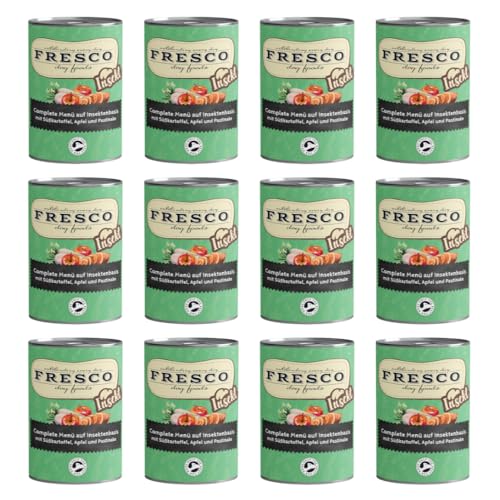 Fresco Complete-Menü auf Insektenbasis mit Süßkartoffel, Pastinake & Apfel | 12er Pack | 12 x 400 g | Bei Protein- und Mineralstoffgehalt eine Gute Alternative zu Fleisch und Fisch von Fresco