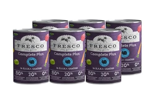 Fresco Complete Plus 6 x 800g Pute (haltbares B.A.R.F.) | Vorteilspaket | Nassfutter für Hunde | getreidefrei | ohne künstliche Zusätze | natürliches und gesundes Hundefutter von Fresco
