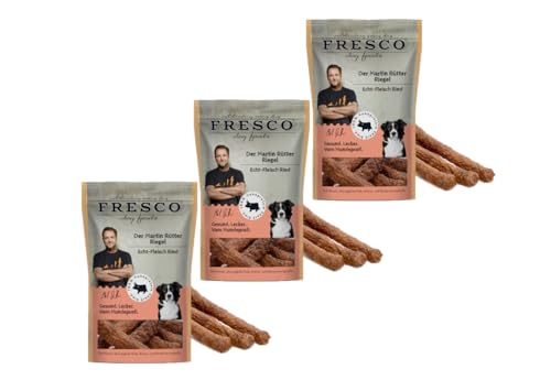 Fresco - Der Martin Rütter Riegel | 3x100g Rind | Der Echt-Fleisch Monoproteinsnack | getreidefrei, gesund und natürlich von Fresco