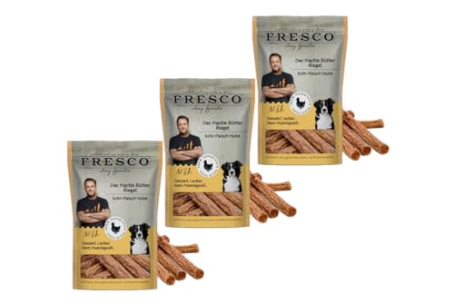 Fresco - Der Martin Rütter Riegel | aus reinem Hähnchenfleisch 3X 100g | Der Echt-Fleisch Monoproteinsnack | getreidefrei, gesund und natürlich von Fresco