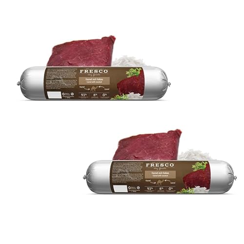 Fresco Dog Barf Wurst Complete-Menü Kamel mit Kokos | Doppelpack | 2 x 400 g | Futtermittel für Hunde mit Kamel mit Kokos | Kann dabei helfen Hunde optimal zu versorgen von Fresco