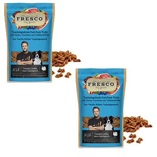 Fresco Dog Martin Rütter Trainingsknöchelchen Pute mit Kürbis, Karotte & Süßkartoffeln für Hunde - Doppelpack - 2 x 150g von Fresco