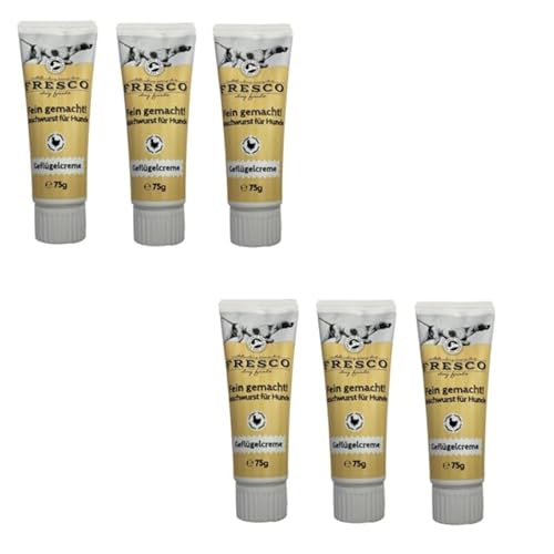 Fresco Fein Gemacht! Geflügelcreme | 6er Pack | 6 x 75 g | Naschwurst für Hunde | Kann unterstützend Sein für den empfindlichen Hundemagen | Kann eine optimale Ergänzung Sein von Fresco