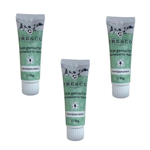 Fresco Fein gemacht! Naschwurst Gemüsecreme | 3er Pack | 3 x 75 g | Ergänzungsfuttermittel für Hunde | Praktische Soft-Touch-Tube | Zuckerfreie Snackpaste | Ideal für unterwegs Fresco Fein gemacht! Naschwurst Gemüsecreme | 3er Pack | 3 x 75 g | Ergänzungsfuttermittel für Hunde | Praktische Soft-Touch-Tube | Zuckerfreie Snackpaste | Ideal für unterwegs von Fresco Dog