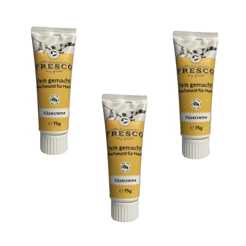 Fresco Fein gemacht! Naschwurst Käsecreme | 3er Pack | 3 x 75 g | Ergänzungsfuttermittel für Hunde | Praktische Soft-Touch-Tube | Zuckerfreie Snackpaste | Ideal für unterwegs Fresco Fein gemacht! Naschwurst Käsecreme | 3er Pack | 3 x 75 g | Ergänzungsfuttermittel für Hunde | Praktische Soft-Touch-Tube | Zuckerfreie Snackpaste | Ideal für unterwegs von Fresco Dog