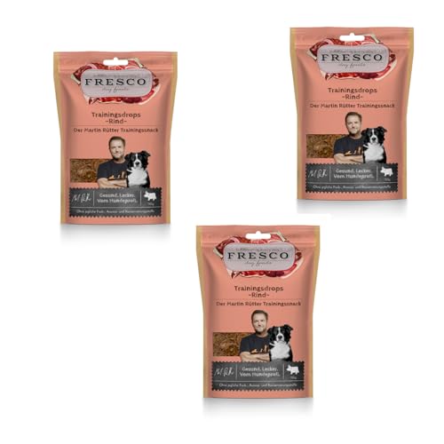 Fresco Martin Rütter Trainingsdrops Rind | 3er Pack | 3 x 150 g | Ergänzungsfuttermittel für Hunde | Natürlicher Monoproteinsnack aus frischem Fleisch von Fresco