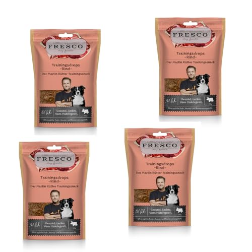 Fresco Martin Rütter Trainingsdrops Rind | 4er Pack | 4 x 150 g | Ergänzungsfuttermittel für Hunde | Natürlicher Monoproteinsnack aus frischem Fleisch von Fresco
