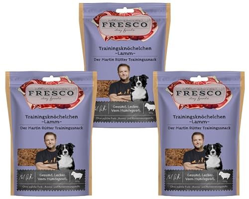 Fresco Martin Rütter Trainingsknöchelchen Lamm | 3er Pack | 3 x 150 g | Natürlicher Monoproteinsnack aus Lammfleisch | Leckerer Snack für Hunde… von Fresco