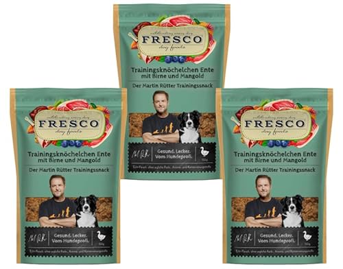 Fresco Martin Rütter Trainingsknöchelchen | Natürlicher Monoproteinsnack aus reinem Entenfleisch mit Birne und Mangold | 3x 150g | Leckerer Snack für Hunde | Echtfleischprodukt | Gesund und natürlich… Fresco Martin Rütter Trainingsknöchelchen | Natürlicher Monoproteinsnack aus reinem Entenfleisch mit Birne und Mangold | 3x 150g | Leckerer Snack für Hunde | Echtfleischprodukt | Gesund und natürlich… von Fresco