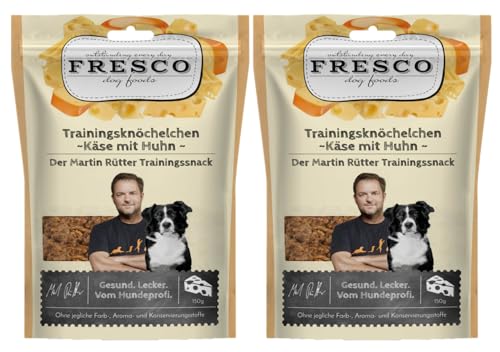 Fresco Martin Rütter Trainingsknöchelchen | Natürlicher Proteinsnack aus Käse und Huhn 2X 150g | Leckerer Snack für Hunde | Hundeleckerli | Echtfleischprodukt | Gesund und natürlich von Fresco