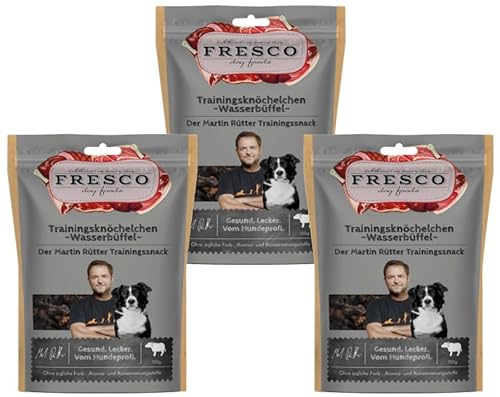 Fresco Martin Rütter Trainingsknöchelchen Wasserbüffel | 3er Pack | 3 x 150 g | Natürlicher Monoproteinsnack aus Wasserbüffelfleisch | Leckerer Snack für Hunde von Fresco